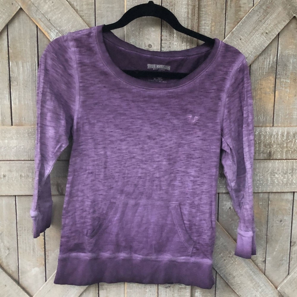 TRUE RELIGION LEAH VINTAGE COLD PRESS 3/4 SLEEVE